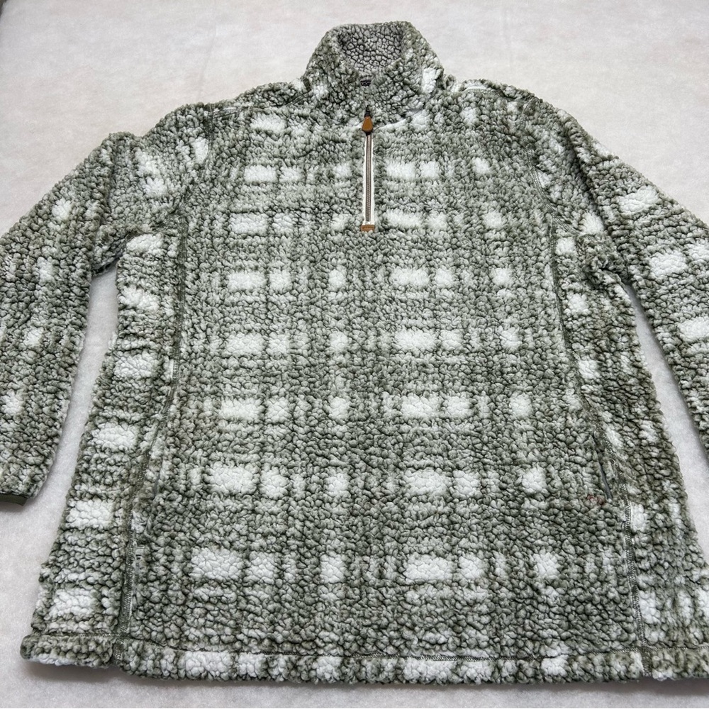 Heathmoor Womens Faux Sherpa Quarter Zip Long Sleeve Pullover Size 1XL